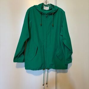Vintage NORTH COUNTRY Green Hooded Rain Jacket Windbreaker